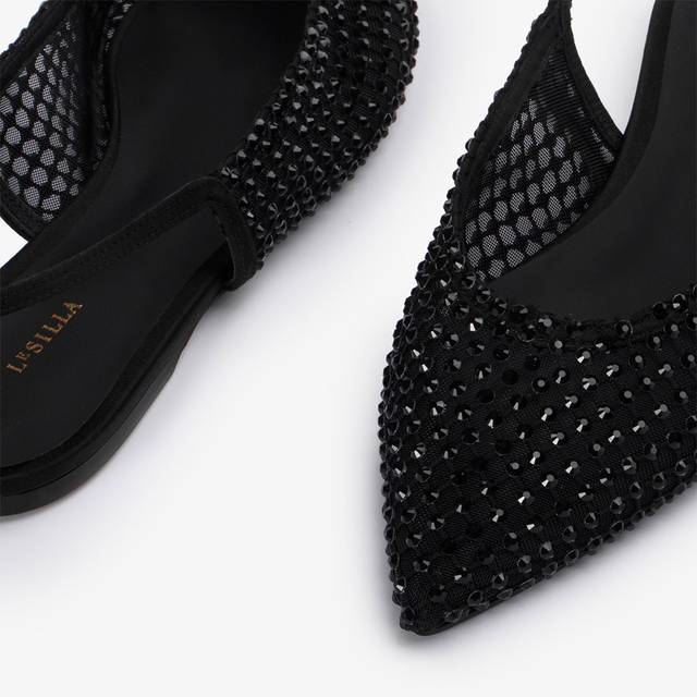 Le Silla Slingback gioiello rete nera jet e Cristalli Fino al 55% di sconto