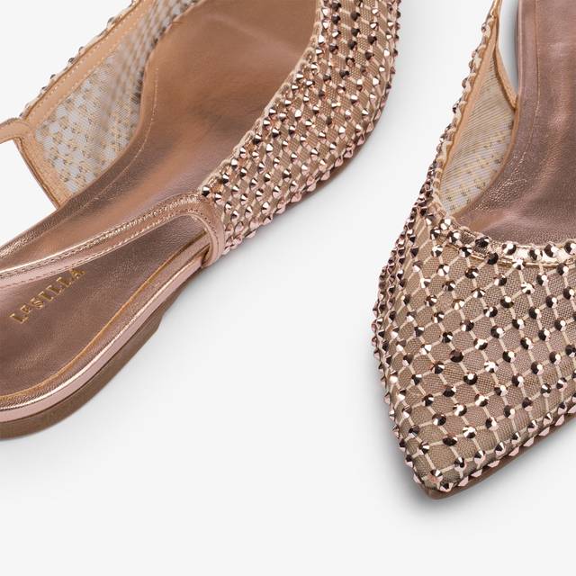 Le Silla Slingback gioiello rete oro rosa e Cristalli Discount Store per i nuovi prodotti