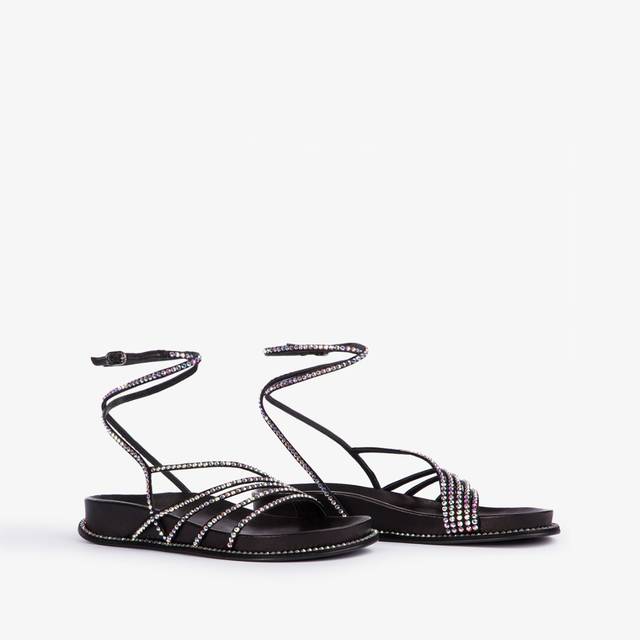 Le Silla Sandalo con plateau raso nero e Cristalli Trasporto libero internazionale