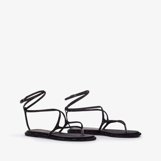 Le Silla Sandalo raso nero jet con Cristalli Officina