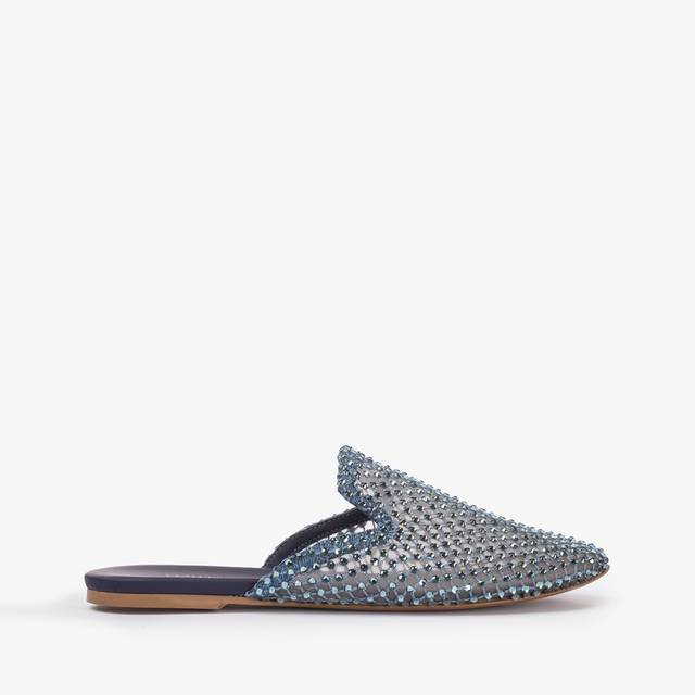 Le Silla Sabot gioiello rete denim blu con Cristalli