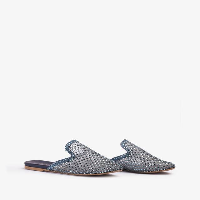Le Silla Sabot gioiello rete denim blu con Cristalli Limitato a 3 giorni