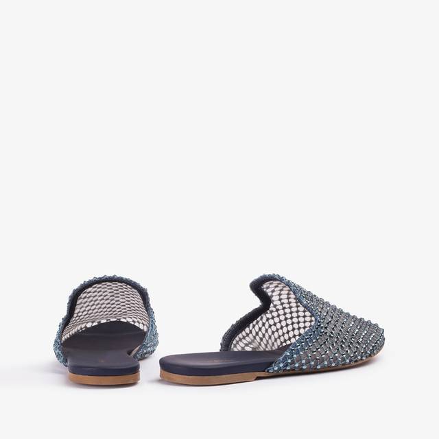 Le Silla Sabot gioiello rete denim blu con Cristalli Limitato a 3 giorni