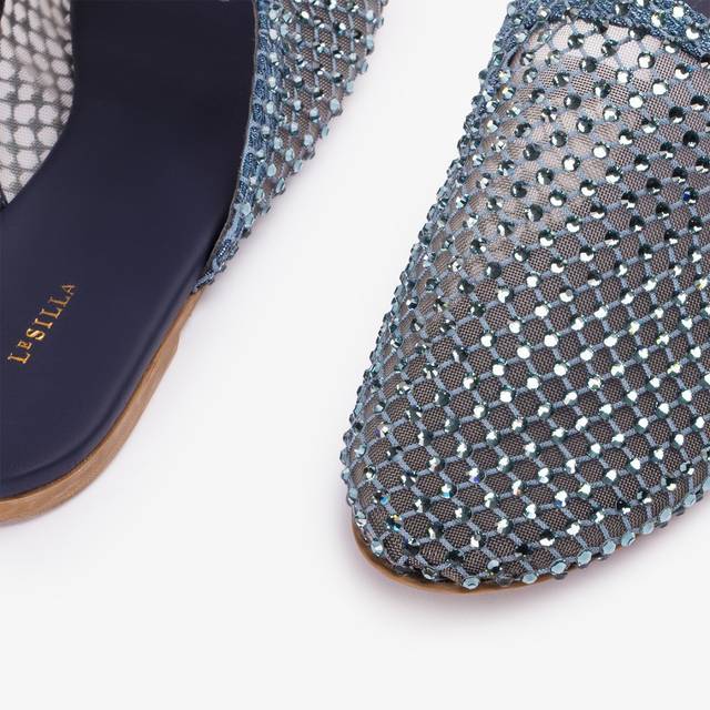 Le Silla Sabot gioiello rete denim blu con Cristalli Limitato a 3 giorni