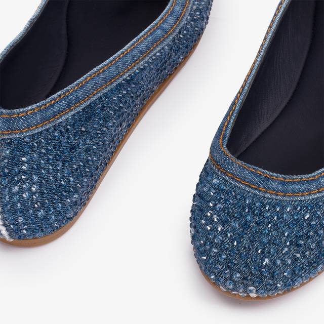 Le Silla Ballerina gioiello denim blu con Cristalli Esporta salva