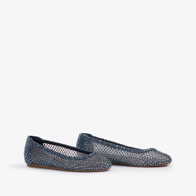 Le Silla Ballerina gioiello rete denim blu con Cristalli Duty-free