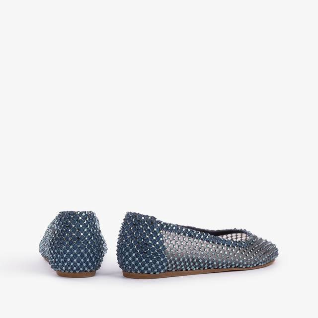 Le Silla Ballerina gioiello rete denim blu con Cristalli Duty-free