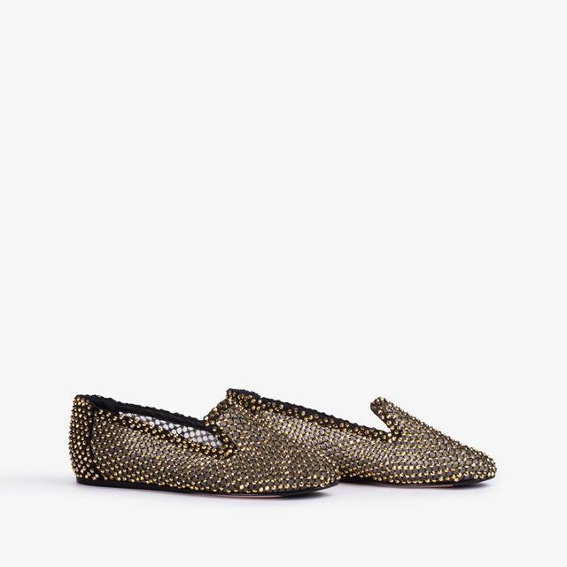 Le Silla Slipper gioiello rete nera e Cristalli oro 50% di sconto per tempo limitato