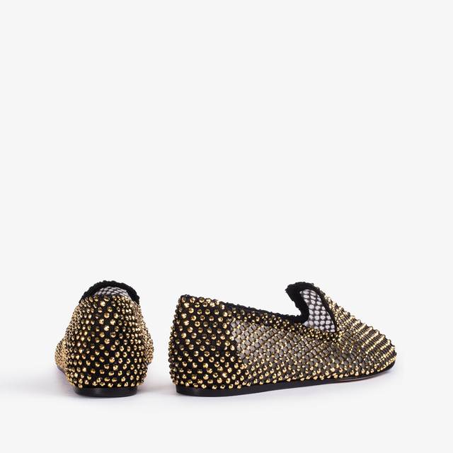 Le Silla Slipper gioiello rete nera e Cristalli oro 50% di sconto per tempo limitato