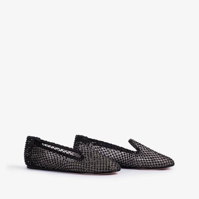 Le Silla Slipper gioiello rete nera e Cristalli neri Sconti questo mese