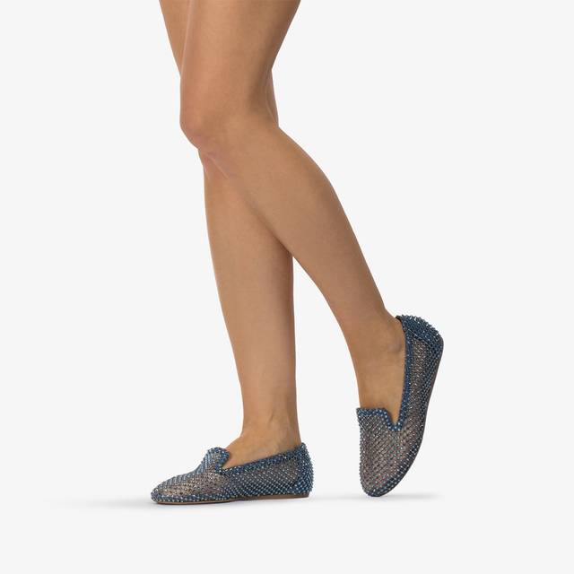 Le Silla Slipper gioiello rete blu denim e Cristalli 2025