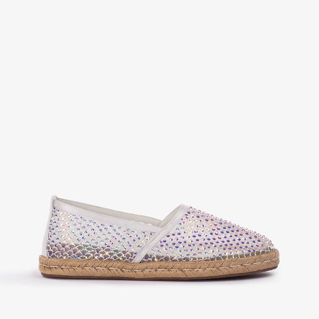 Le Silla Espadrilla gioiello rete bianca carta con Cristalli Italia