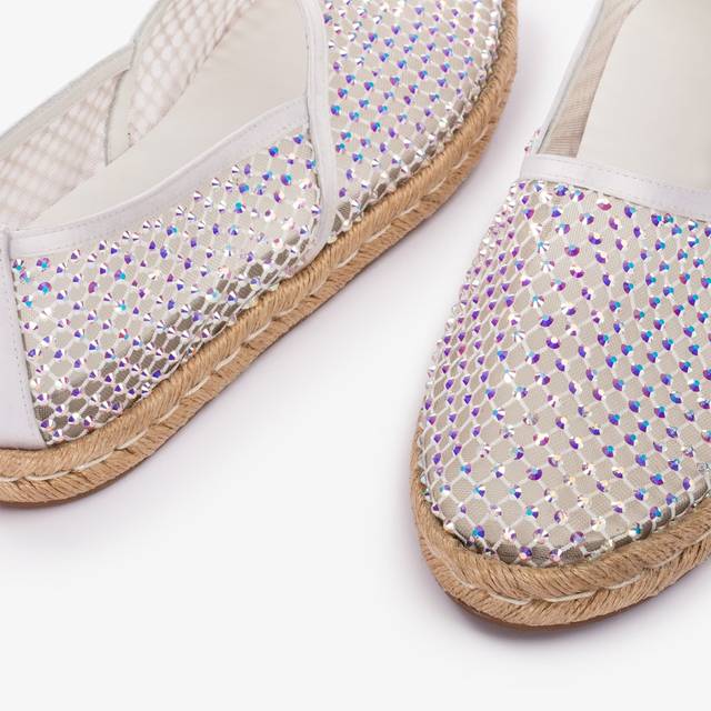 Le Silla Espadrilla gioiello rete bianca carta con Cristalli Italia