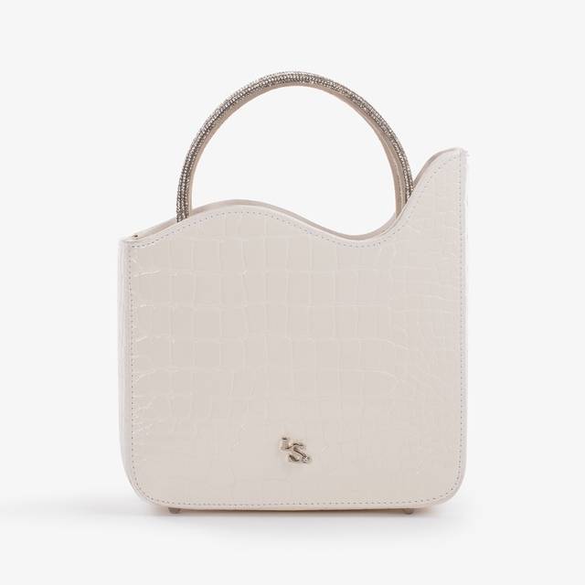 Le Silla Small bag stampa cocco bianca con Cristalli In Linea