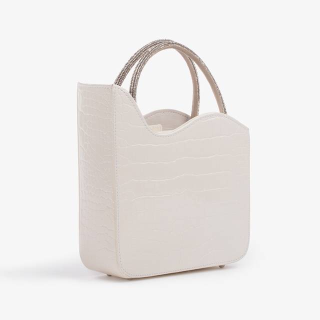 Le Silla Small bag stampa cocco bianca con Cristalli In Linea