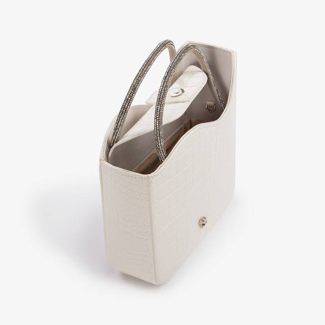 Le Silla Small bag stampa cocco bianca con Cristalli In Linea
