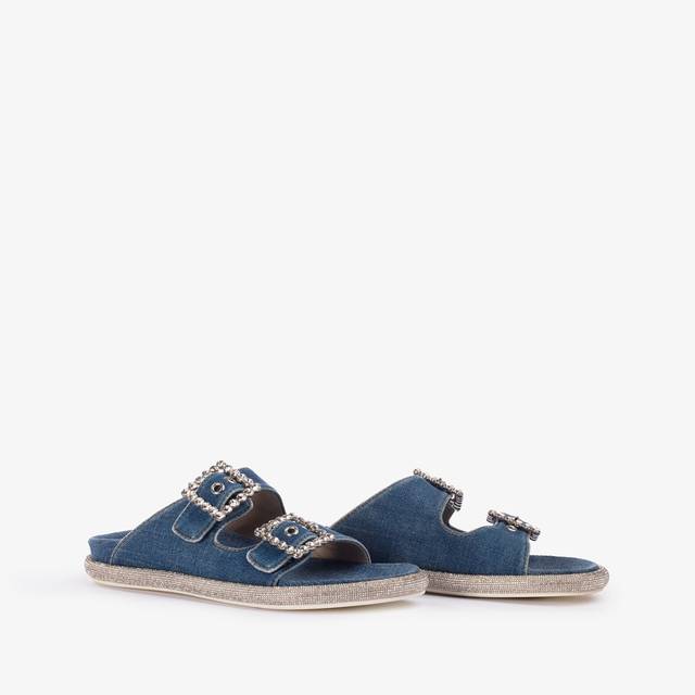 Le Silla Ciabatta denim blu con Cristalli Spedizione Gratuita