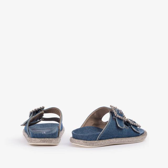 Le Silla Ciabatta denim blu con Cristalli Spedizione Gratuita