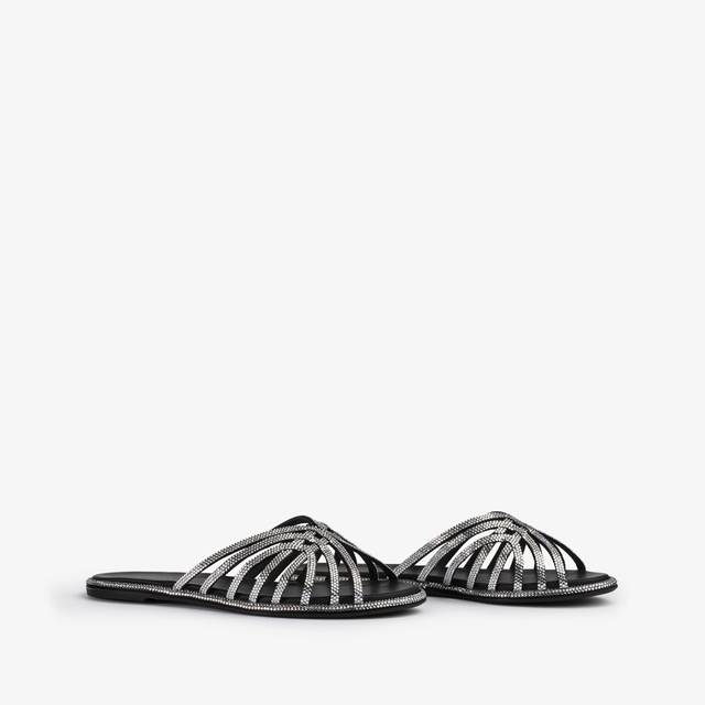 Le Silla Sandalo raso nero con Cristalli argento Pezzi Unici
