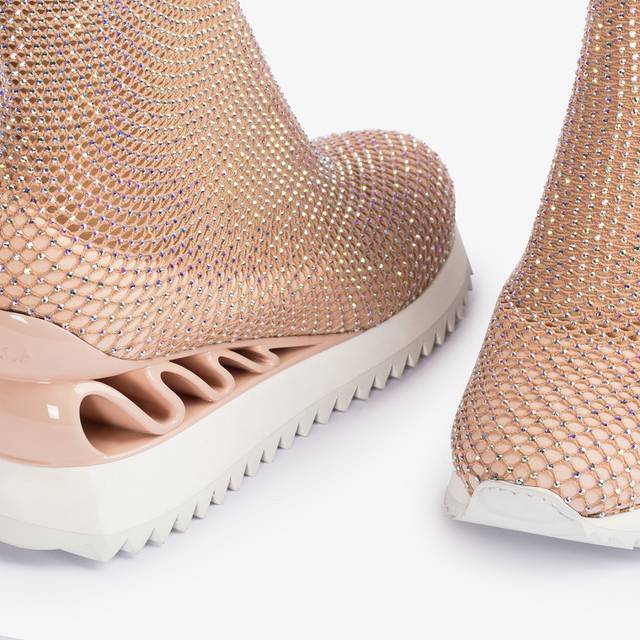 Le Silla Scarpa running rete e Cristalli nude skin Shopping Online