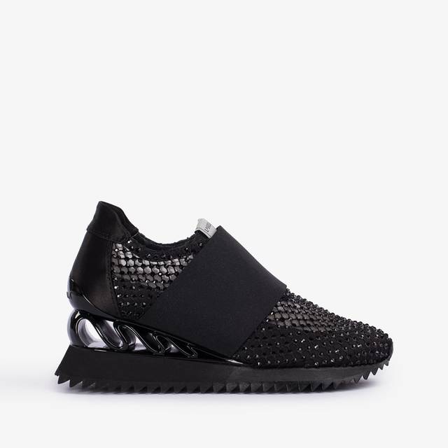 Le Silla Scarpa running raso, rete e Cristalli nero jet Sottocosto