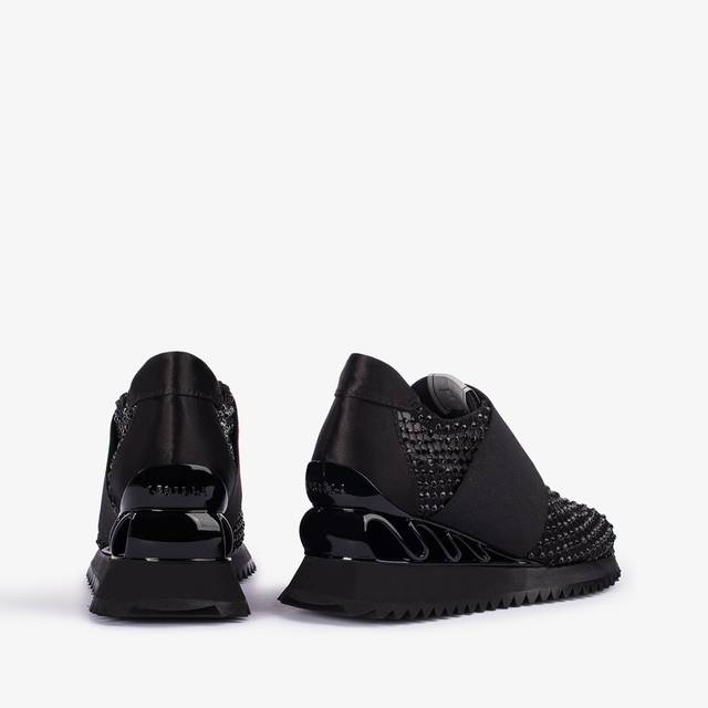 Le Silla Scarpa running raso, rete e Cristalli nero jet Sottocosto