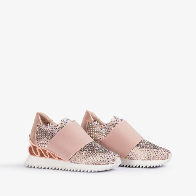 Le Silla Scarpa running raso, rete e Cristalli nude skin Convenienza