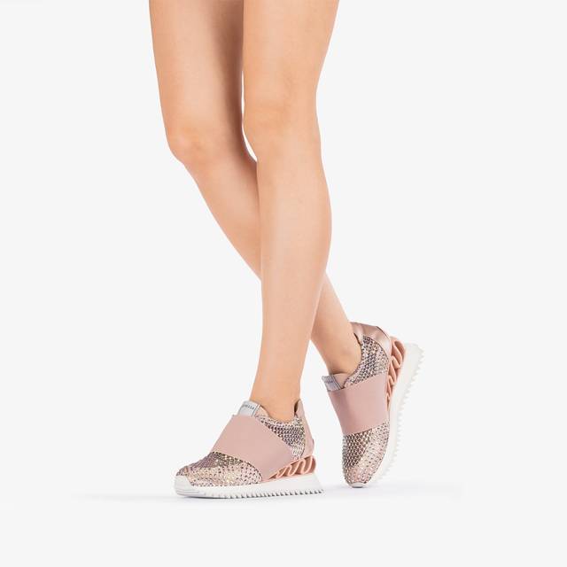 Le Silla Scarpa running raso, rete e Cristalli nude skin Convenienza
