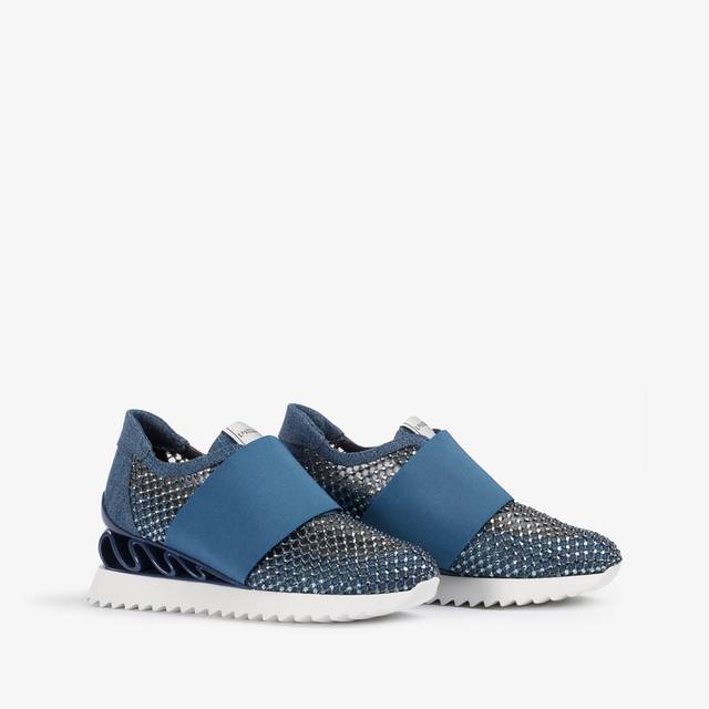 Le Silla Scarpa running denim, rete blu e Cristalli Online