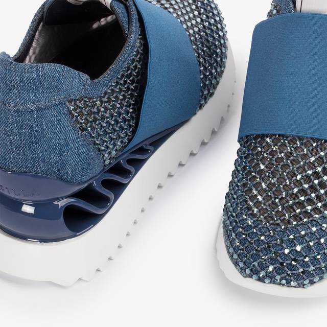 Le Silla Scarpa running denim, rete blu e Cristalli Online