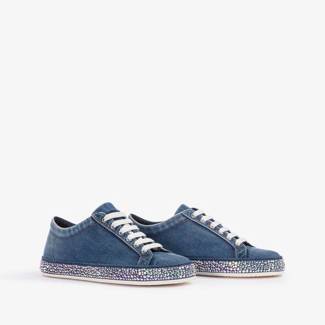 Le Silla Sneaker denim blu con Cristalli Saldi Di Fabbrica