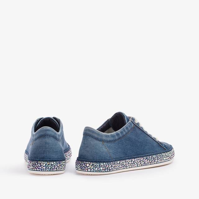 Le Silla Sneaker denim blu con Cristalli Saldi Di Fabbrica