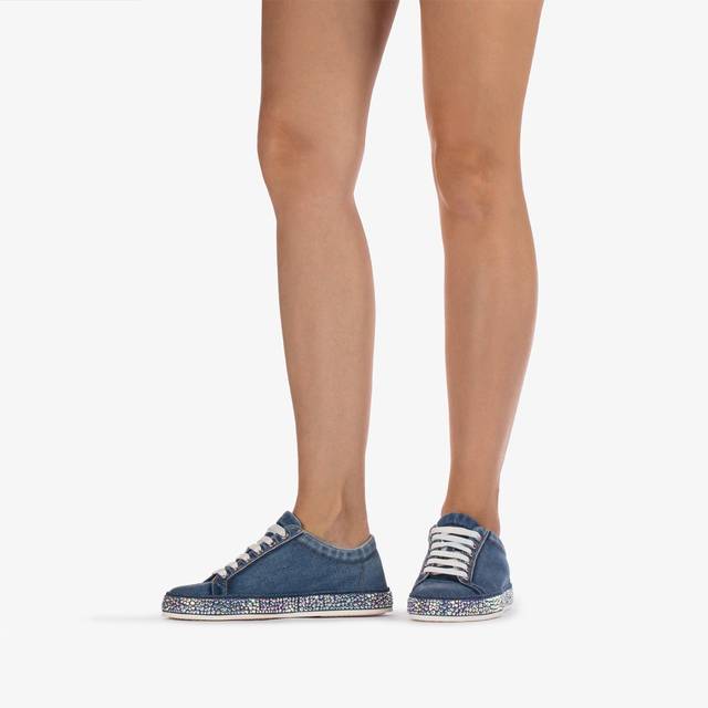 Le Silla Sneaker denim blu con Cristalli Saldi Di Fabbrica