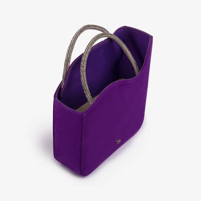Le Silla Small bag camoscio viola queen e Cristalli In Saldo