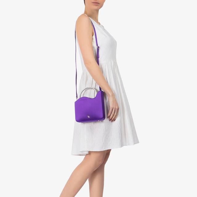 Le Silla Small bag raso viola kamala e Cristalli Prezzo di fabbrica