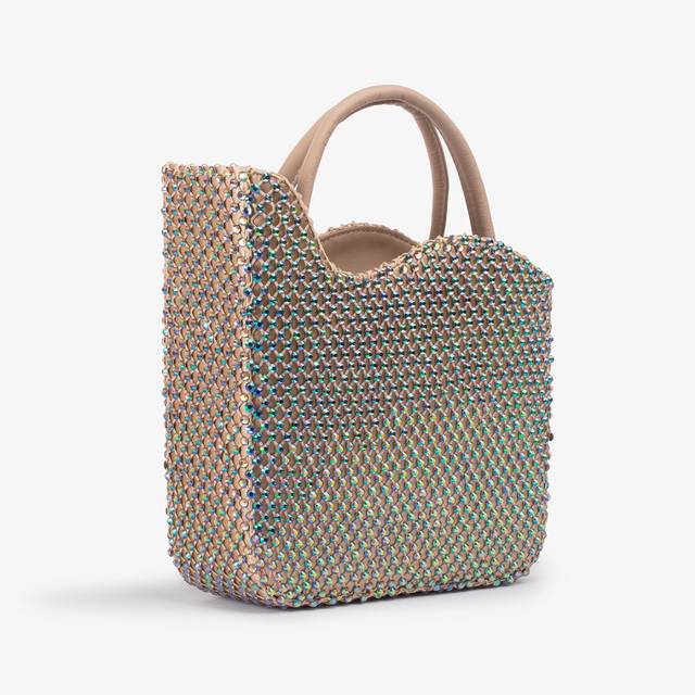 Le Silla Small bag raso oro con Cristalli iridescenti Comprare a buon mercato
