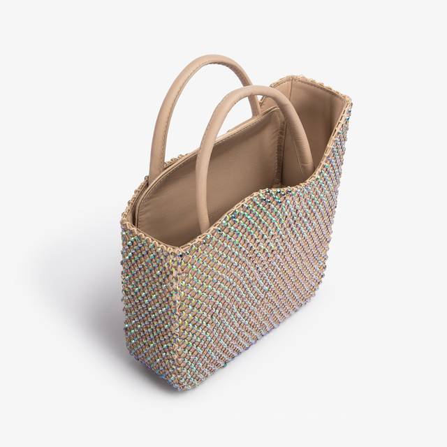 Le Silla Small bag raso oro con Cristalli iridescenti Comprare a buon mercato