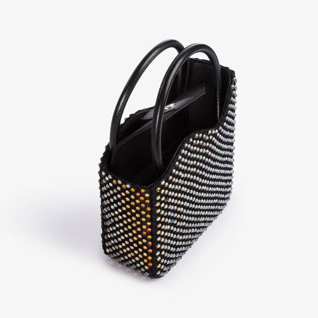 Le Silla Mini bag raso nero e Cristalli iridescenti Grande vendita