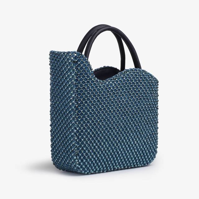 Le Silla Small bag raso blu denim con Cristalli Flash Sale