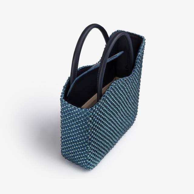 Le Silla Small bag raso blu denim con Cristalli Flash Sale
