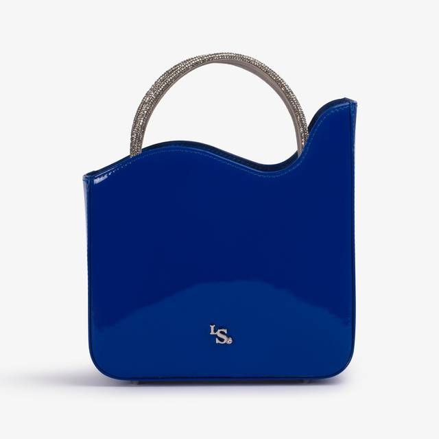 Le Silla Small bag vernice blu persia con Cristalli Fornitura limitata