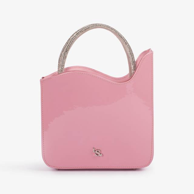 Le Silla Small bag vernice rosa dea con Cristalli