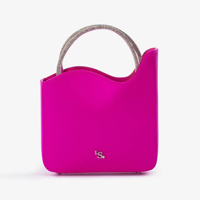 Le Silla Small bag raso fucsia bouganville e Cristalli Offerta esclusiva