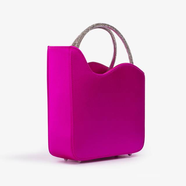 Le Silla Small bag raso fucsia bouganville e Cristalli Offerta esclusiva
