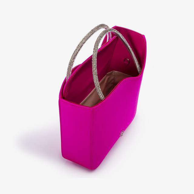 Le Silla Small bag raso fucsia bouganville e Cristalli Offerta esclusiva