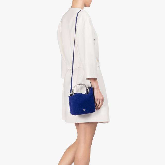 Le Silla Small bag camoscio blu lazuli e Cristalli Black Friday