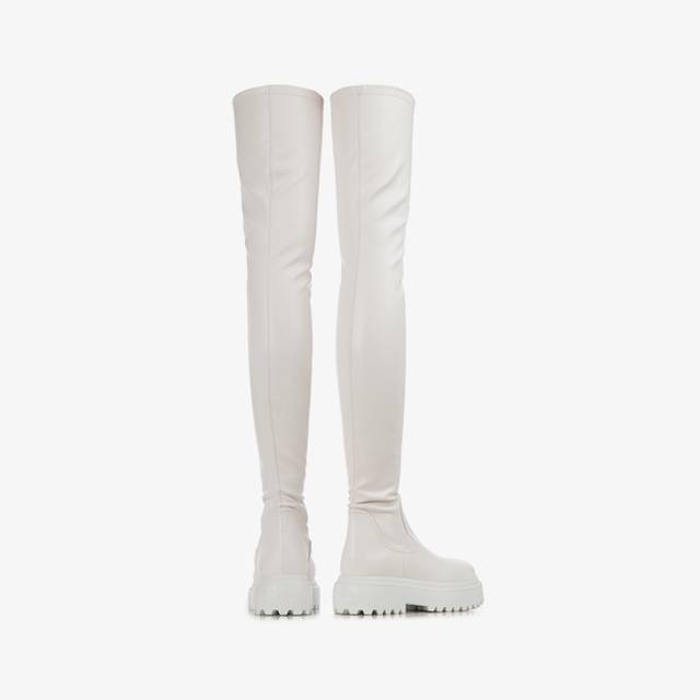 Le Silla Stivale sopra il ginocchio pelle vegan stretch bianco Vendita calda
