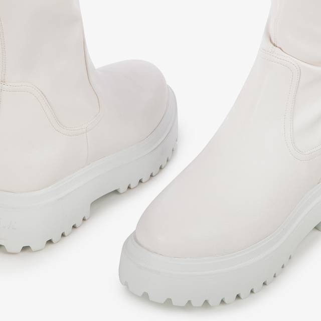 Le Silla Stivale sopra il ginocchio pelle vegan stretch bianco Vendita calda