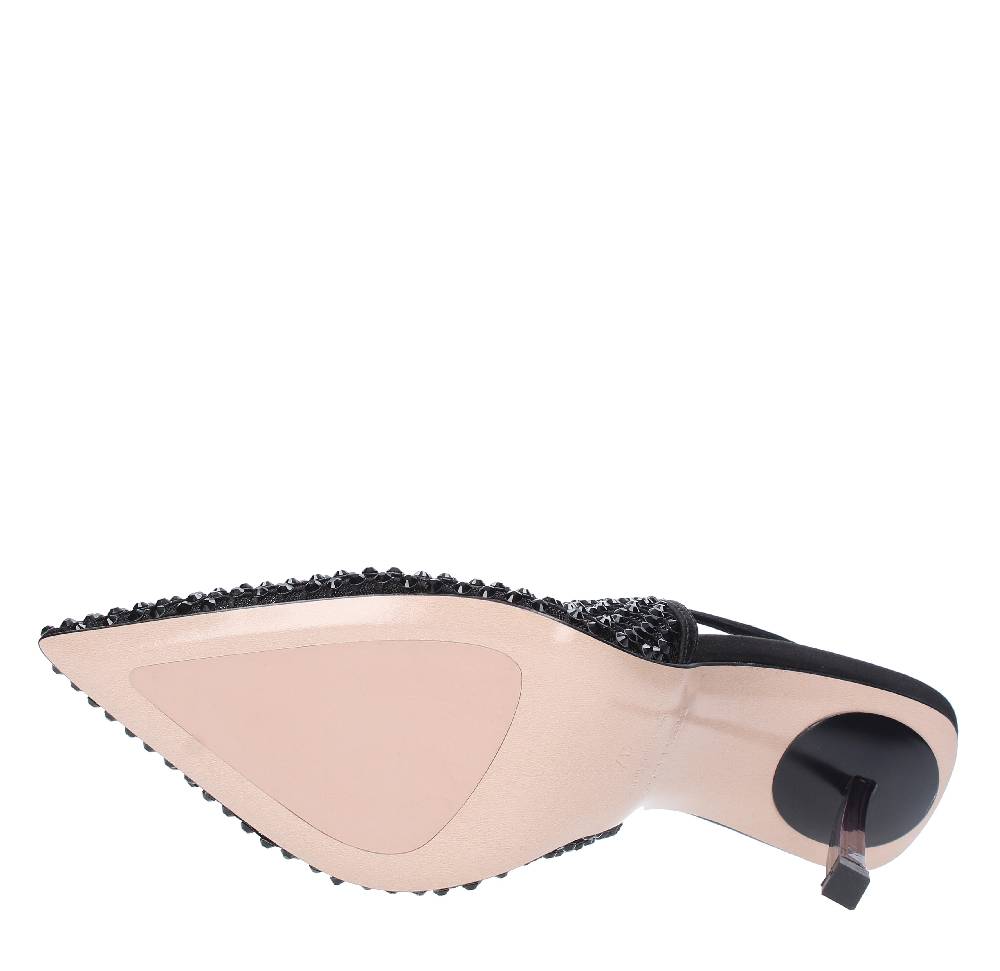 LE SILLA Sandali Slingback in pelle raso nylon e cristalli 50% di sconto per tempo limitato