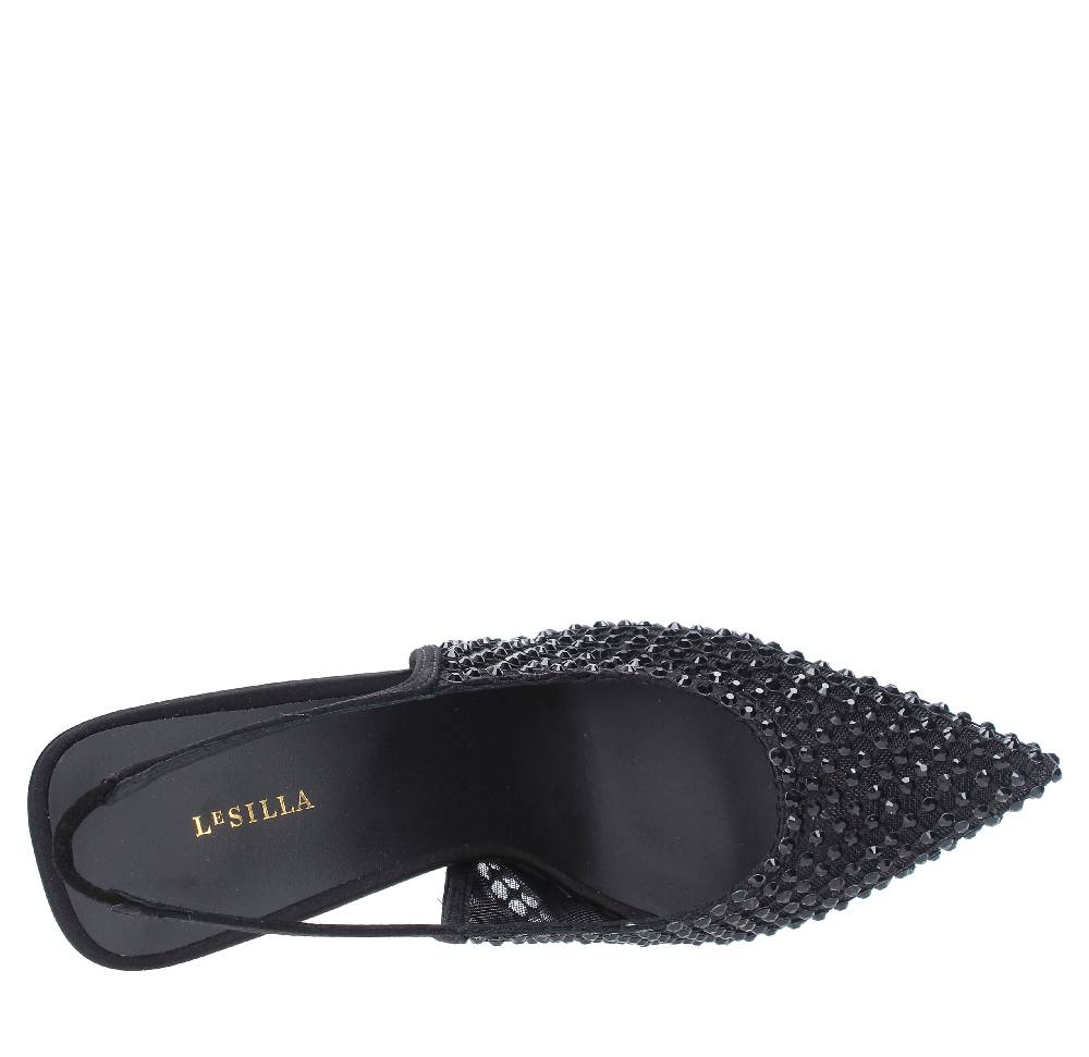 LE SILLA Sandali Slingback in pelle raso nylon e cristalli 50% di sconto per tempo limitato